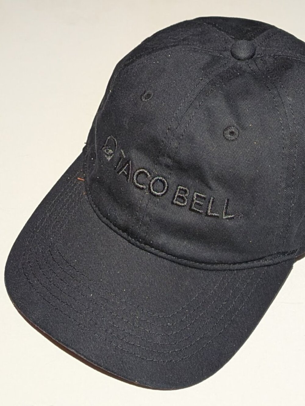 Authentic Taco Bell Embroidered Logo Hat Ball Cap Black On Black Adjustable